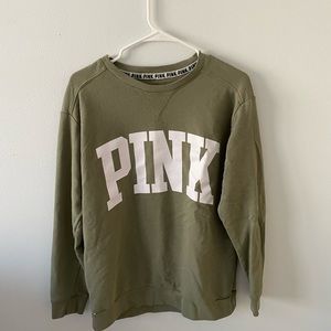 PINK army green crew neck